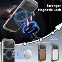Buy 360° Rotatable Magnetic Stand Case | Full-Body Protection, Lens Guard & Wireless Charging Support - Stark at Caseles-iPhone 17 Pro Max, Orange