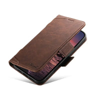 Buy Premium Magnetic Leather Wallet Case for iPhone, RFID Blocking Card Holder & Kickstand, Magsafe Compatible Slim Flip Cover - SUTTON at Caseles-iPhone 17 Pro Max, Brown