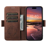 Buy Premium Magnetic Leather Wallet Case for iPhone, RFID Blocking Card Holder & Kickstand, Magsafe Compatible Slim Flip Cover - SUTTON at Caseles-iPhone 17 Pro Max, Brown