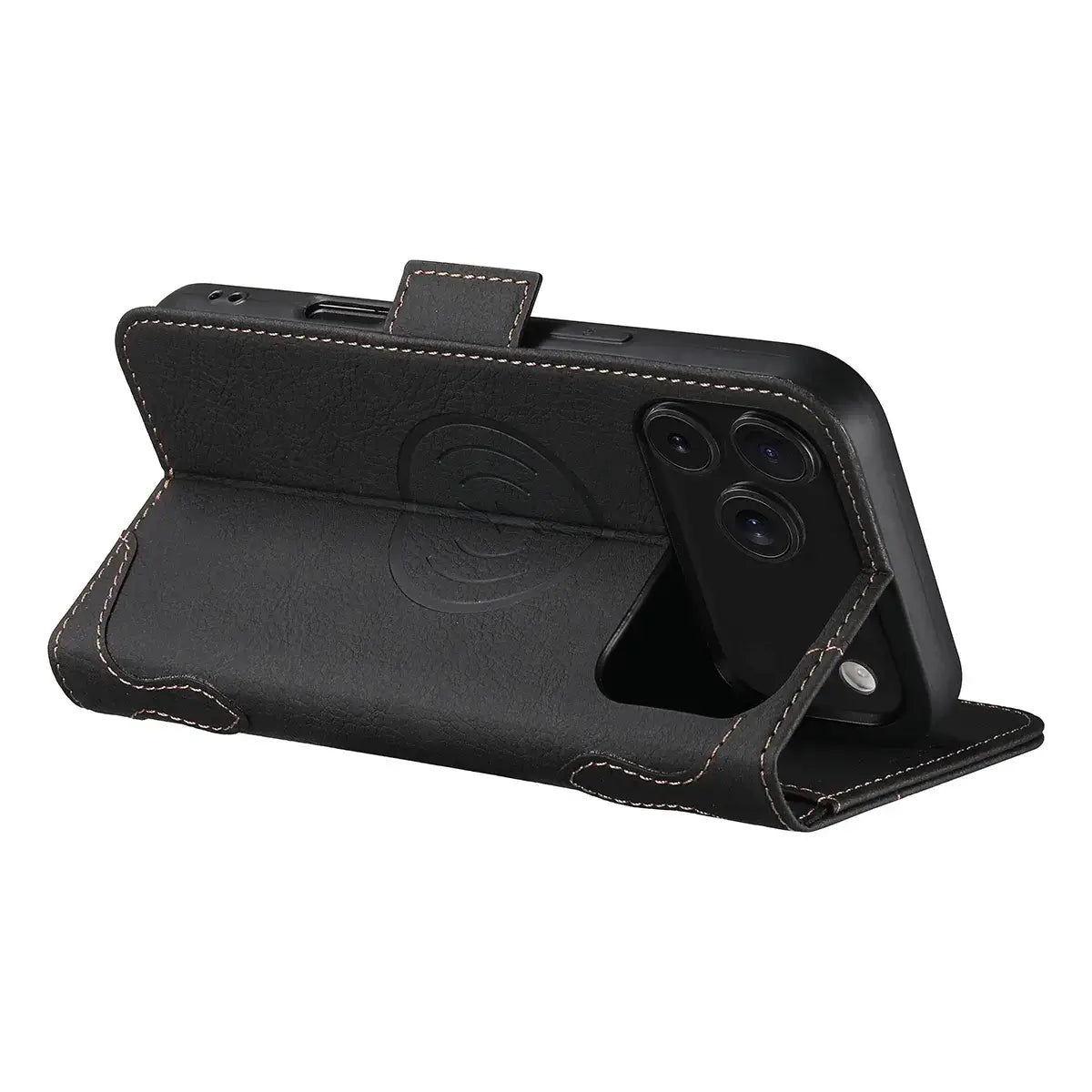 Buy Premium Magnetic Leather Wallet Case for iPhone, RFID Blocking Card Holder & Kickstand, Magsafe Compatible Slim Flip Cover - SUTTON at Caseles-iPhone 17 Pro Max, Brown