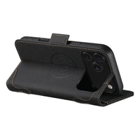 Buy Premium Magnetic Leather Wallet Case for iPhone, RFID Blocking Card Holder & Kickstand, Magsafe Compatible Slim Flip Cover - SUTTON at Caseles-iPhone 17 Pro Max, Brown