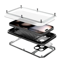 Buy Classic Full Body Metal Armor Phone Case, with Screen Protector, Heavy Duty Defender Shockproof Case - TADDEO at Caseles-iPhone 17 Pro Max, Taddeo-Black