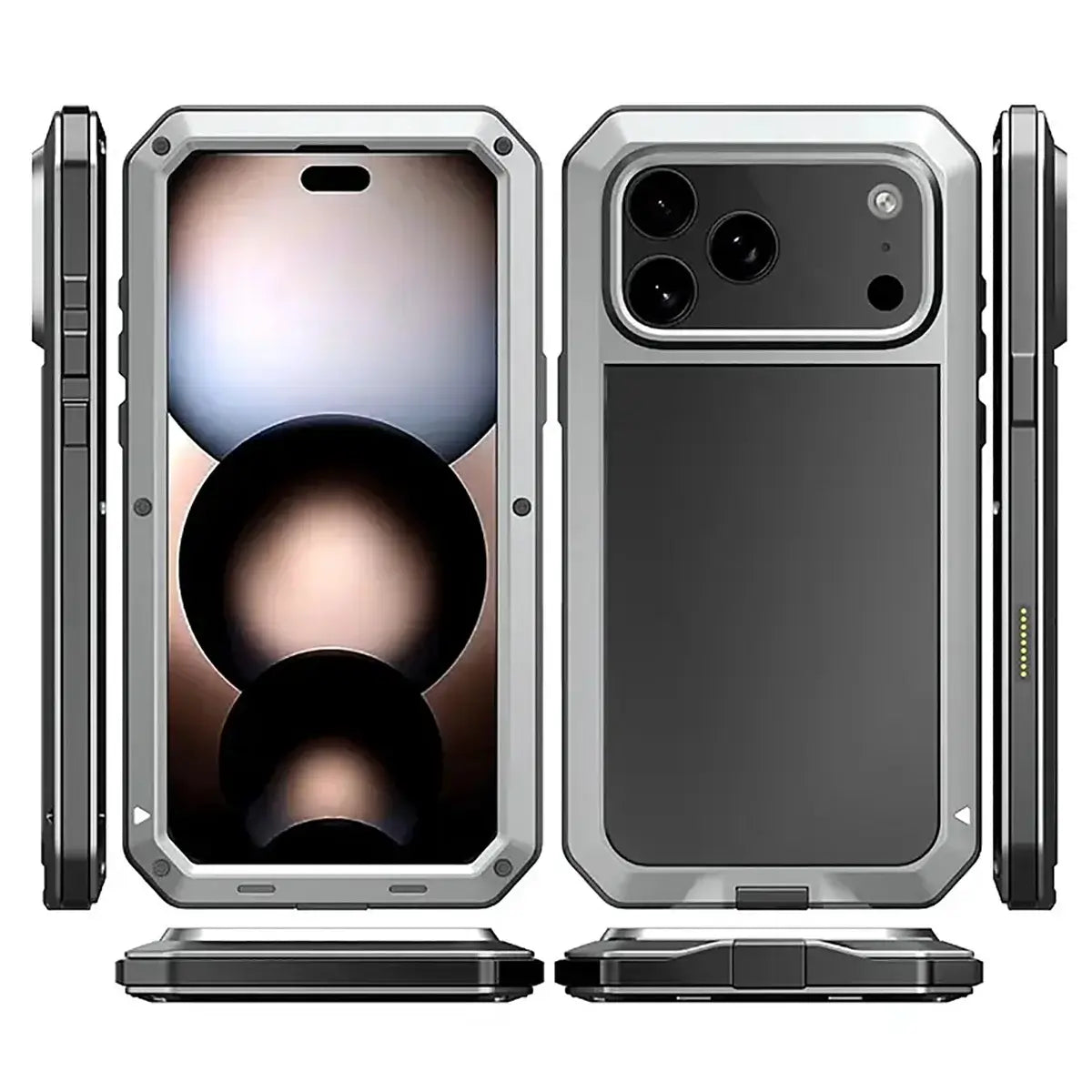 Buy Classic Full Body Metal Armor Phone Case, with Screen Protector, Heavy Duty Defender Shockproof Case - TADDEO at Caseles-iPhone 17 Pro Max, Taddeo-Black