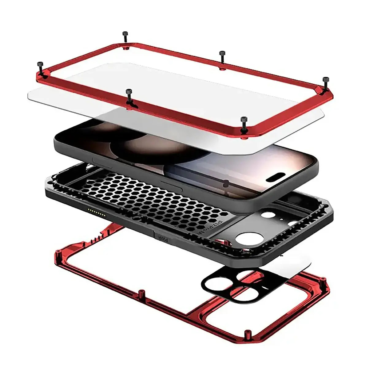 Buy Classic Full Body Metal Armor Phone Case, with Screen Protector, Heavy Duty Defender Shockproof Case - TADDEO at Caseles-iPhone 17 Pro Max, Taddeo-Black