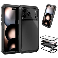 Buy Classic Full Body Metal Armor Phone Case, with Screen Protector, Heavy Duty Defender Shockproof Case - TADDEO at Caseles-iPhone 17 Pro Max, Taddeo-Black