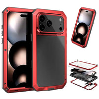 Buy Classic Full Body Metal Armor Phone Case, with Screen Protector, Heavy Duty Defender Shockproof Case - TADDEO at Caseles-iPhone 17 Pro Max, Taddeo-Red