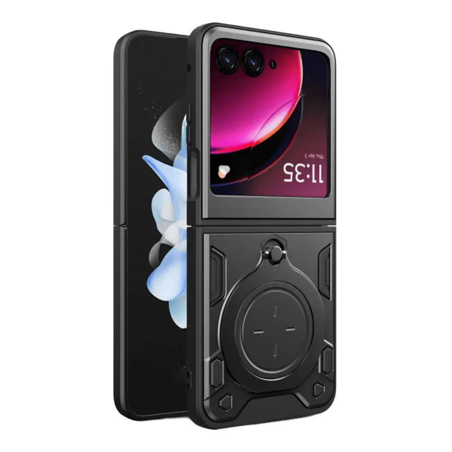 Buy Industrial Armor for Moto Razr: Magnetic Ring Stand, 2-in-1 Shockproof Heavy-Duty Case - Tal at Caseles-Motorola Razr Ultra (2025), Black