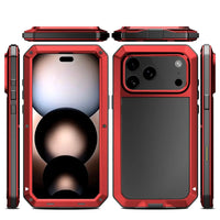 Buy Classic Full Body Metal Armor Phone Case, with Screen Protector, Heavy Duty Defender Shockproof Case - TANKER at Caseles-iPhone 17 Pro Max, Black