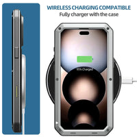 Buy Classic Full Body Metal Armor Phone Case, with Screen Protector, Heavy Duty Defender Shockproof Case - TANKER at Caseles-iPhone 17 Pro Max, Black