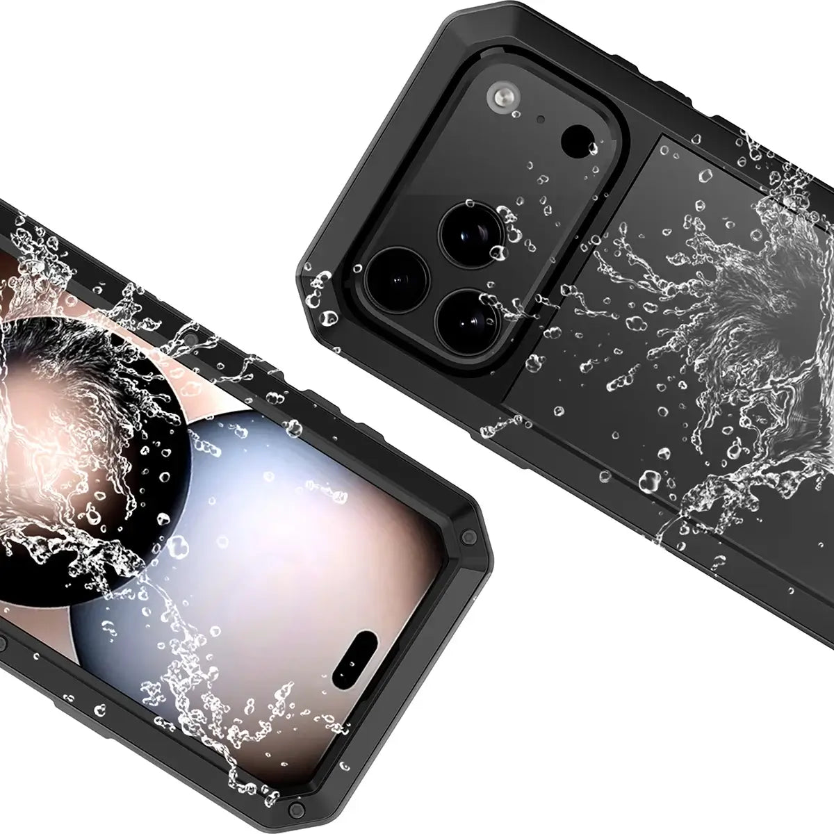 Buy Classic Full Body Metal Armor Phone Case, with Screen Protector, Heavy Duty Defender Shockproof Case - TANKER at Caseles-iPhone 17 Pro Max, Black
