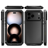 Buy Classic Full Body Metal Armor Phone Case, with Screen Protector, Heavy Duty Defender Shockproof Case - TANKER at Caseles-iPhone 17 Pro Max, Black