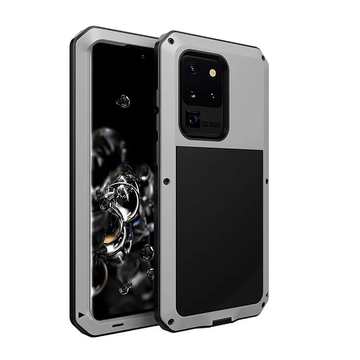 Buy Classic Full Body Metal Armor Phone Case, with Screen Protector, Heavy Duty Defender Shockproof Case - Theo at Caseles-Samsung Galaxy S25 Ultra, Black