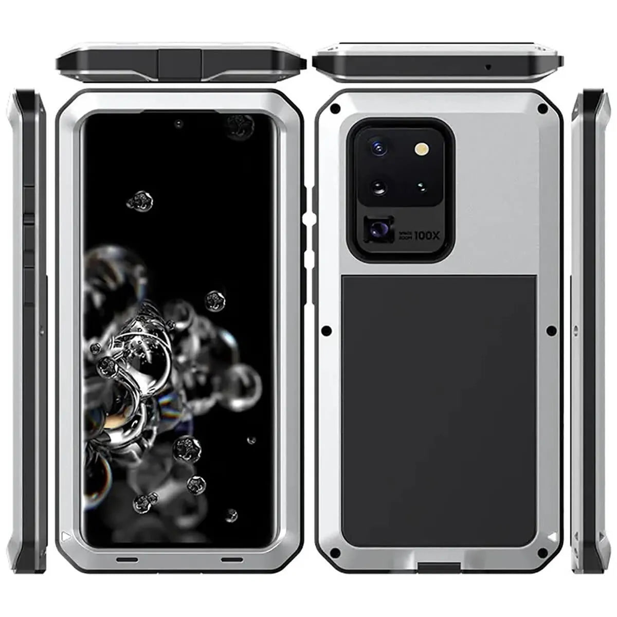 Buy Classic Full Body Metal Armor Phone Case, with Screen Protector, Heavy Duty Defender Shockproof Case - Theo at Caseles-Samsung Galaxy S25 Ultra, Black