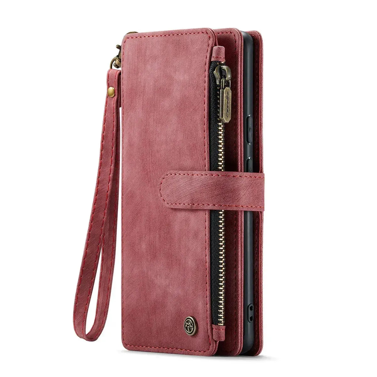Buy Zipper Flip Folio Wallet Phone Case, Premium Leather Cover with Card Slots Cash Pocket Magnetic Closure and Kickstand,Devy at Caseles-Google Pixel 9 Pro XL, Brown