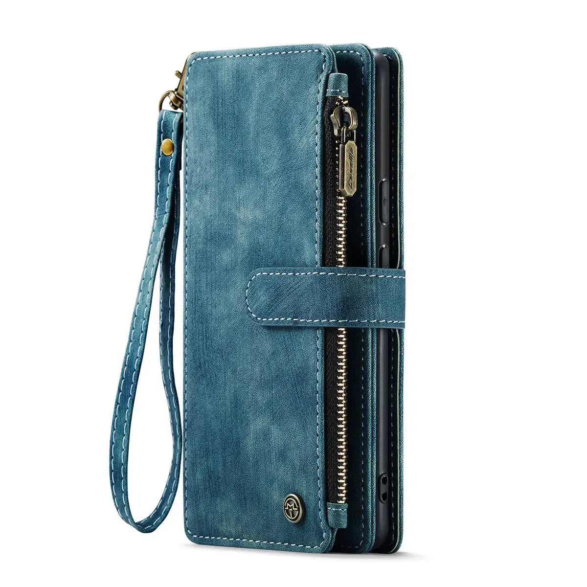 Buy Zipper Flip Folio Wallet Phone Case, Premium Leather Cover with Card Slots Cash Pocket Magnetic Closure and Kickstand,Devy at Caseles-Google Pixel 9 Pro XL, Brown