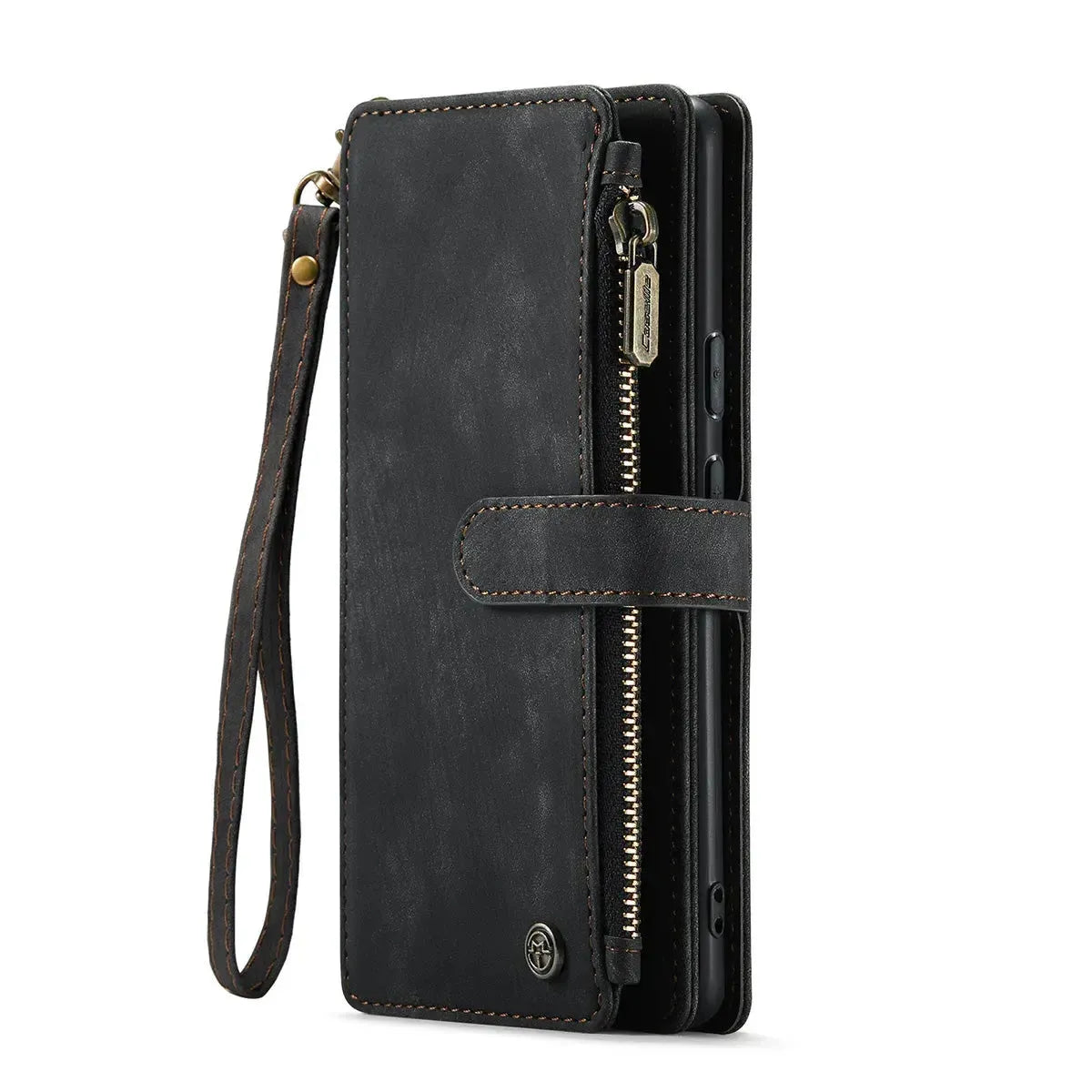Buy Zipper Flip Folio Wallet Phone Case, Premium Leather Cover with Card Slots Cash Pocket Magnetic Closure and Kickstand,Devy at Caseles-Google Pixel 9 Pro XL, Brown