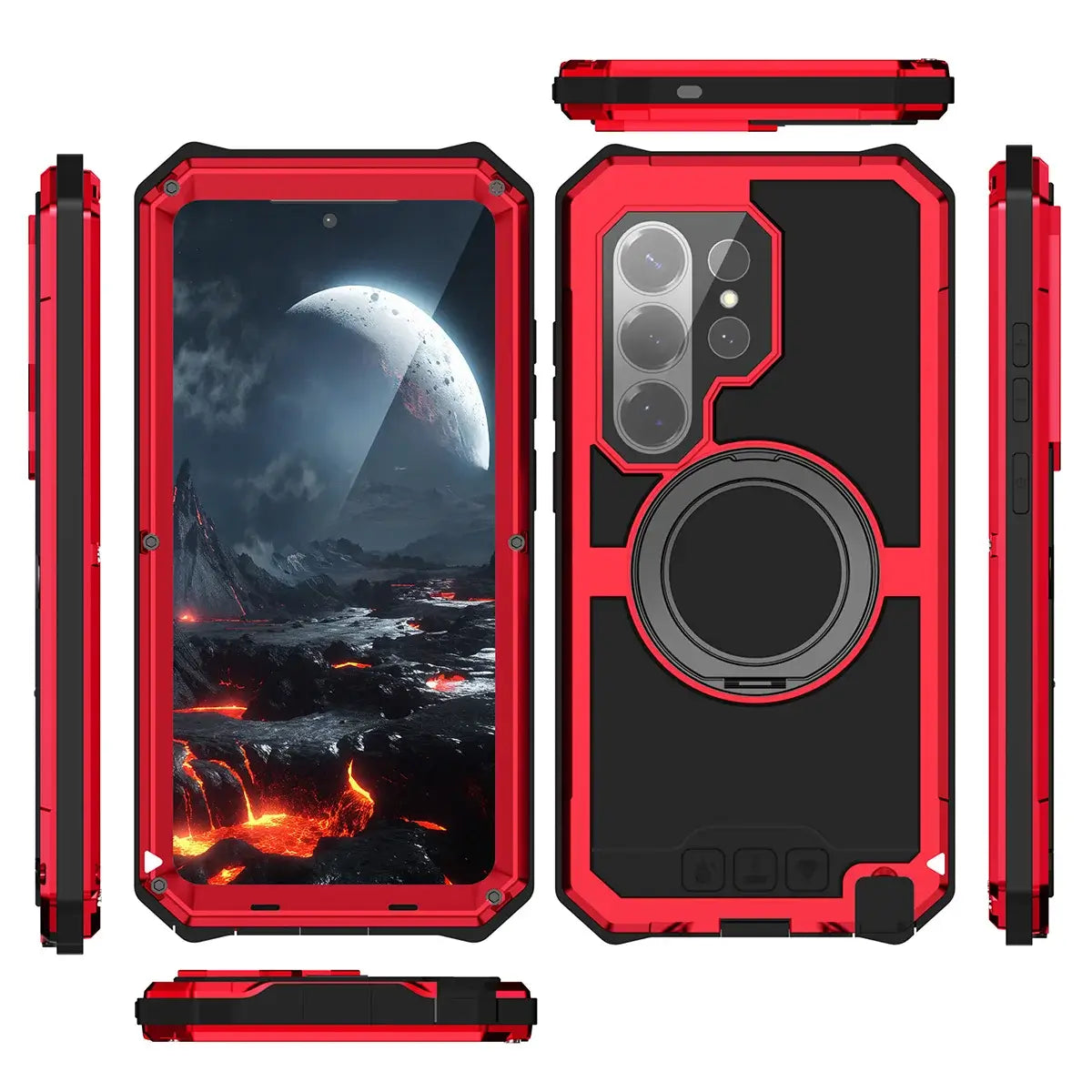 Buy 360° Rotating Magnetic Kickstand Case, Galaxy S26 Full-Body Armor, Integrated Lens Guard & Wireless Charging - TITAN at Caseles-Samsung Galaxy S26 Ultra, Black
