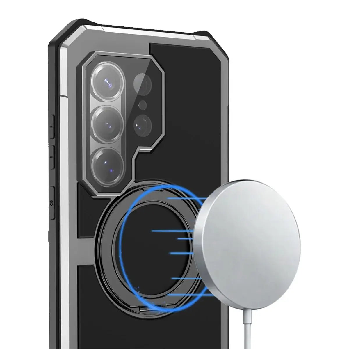 Buy 360° Rotating Magnetic Kickstand Case, Galaxy S26 Full-Body Armor, Integrated Lens Guard & Wireless Charging - TITAN at Caseles-Samsung Galaxy S26 Ultra, Black