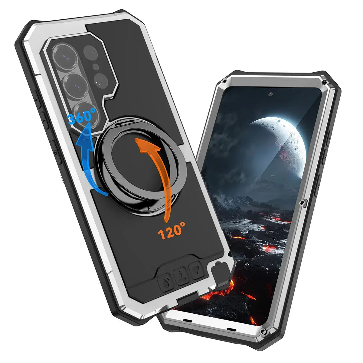 Buy 360° Rotating Magnetic Kickstand Case, Galaxy S26 Full-Body Armor, Integrated Lens Guard & Wireless Charging - TITAN at Caseles-Samsung Galaxy S26 Ultra, Black