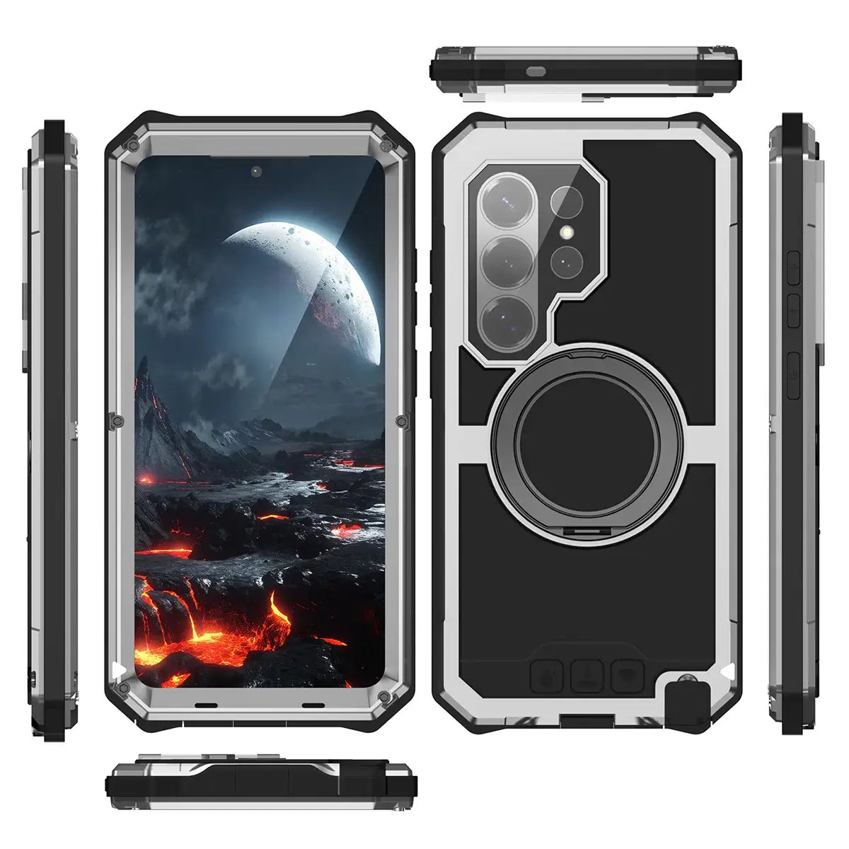 Buy 360° Rotating Magnetic Kickstand Case, Galaxy S26 Full-Body Armor, Integrated Lens Guard & Wireless Charging - TITAN at Caseles-Samsung Galaxy S26 Ultra, Black