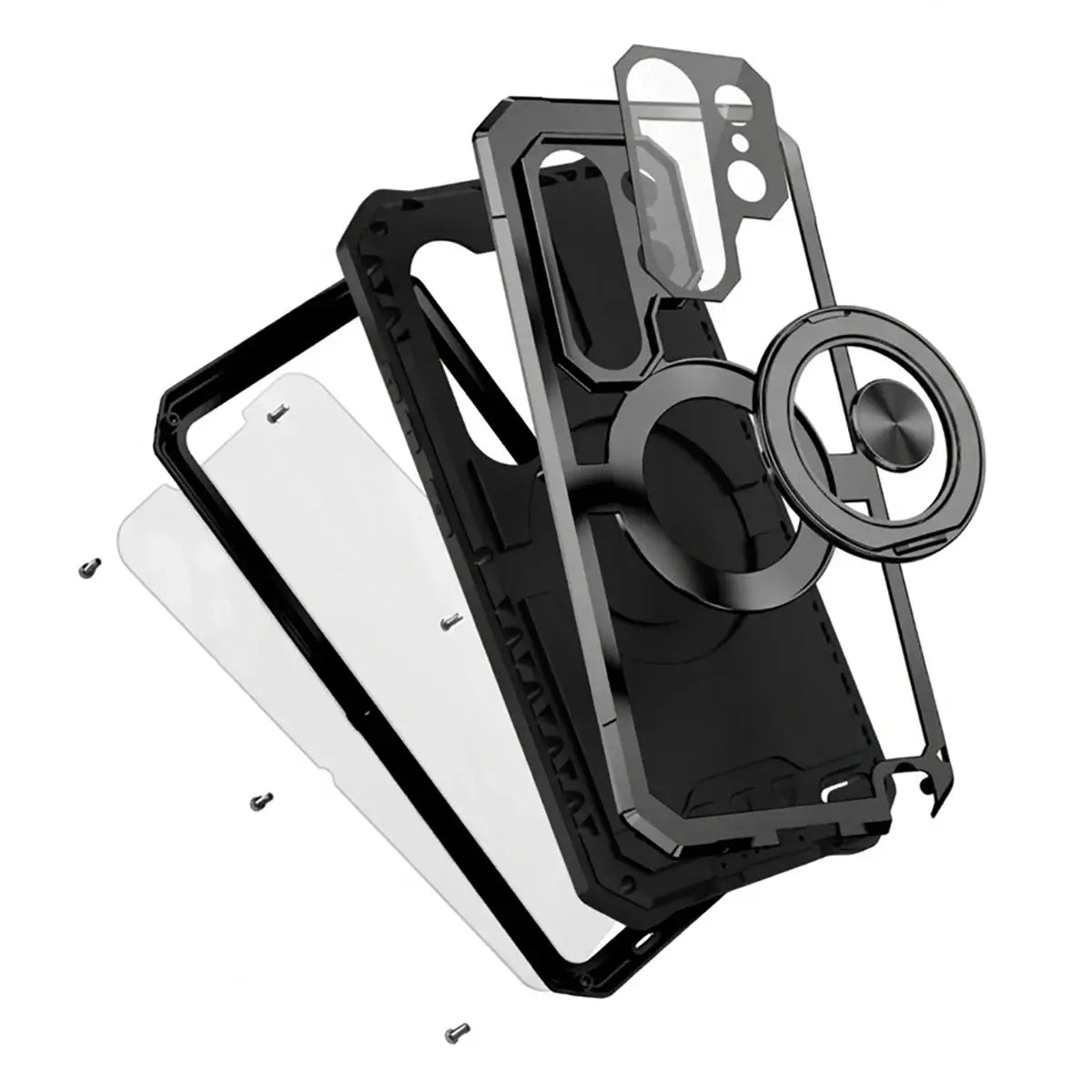 Buy 360° Rotating Magnetic Kickstand Case, Galaxy S26 Full-Body Armor, Integrated Lens Guard & Wireless Charging - TITAN at Caseles-Samsung Galaxy S26 Ultra, Black