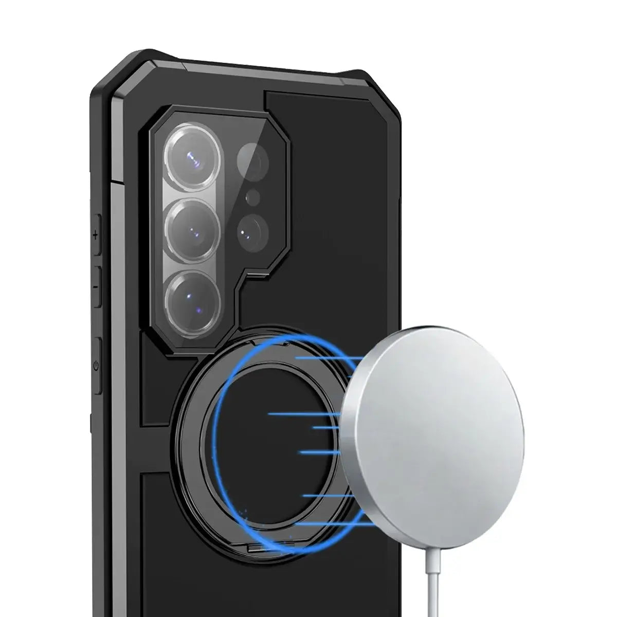 Buy 360° Rotating Magnetic Kickstand Case, Galaxy S26 Full-Body Armor, Integrated Lens Guard & Wireless Charging - TITAN at Caseles-Samsung Galaxy S26 Ultra, Black