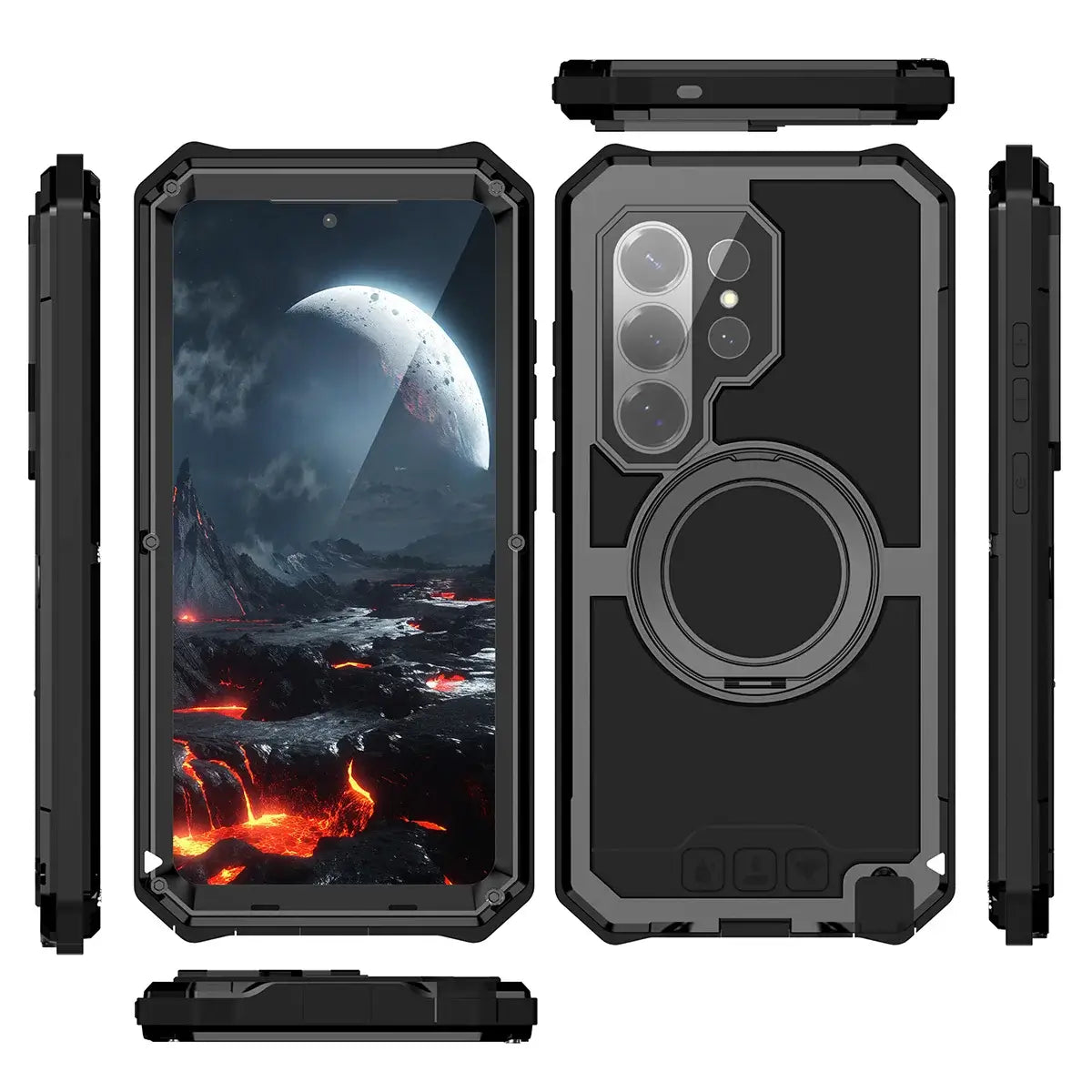 Buy 360° Rotating Magnetic Kickstand Case, Galaxy S26 Full-Body Armor, Integrated Lens Guard & Wireless Charging - TITAN at Caseles-Samsung Galaxy S26 Ultra, Black