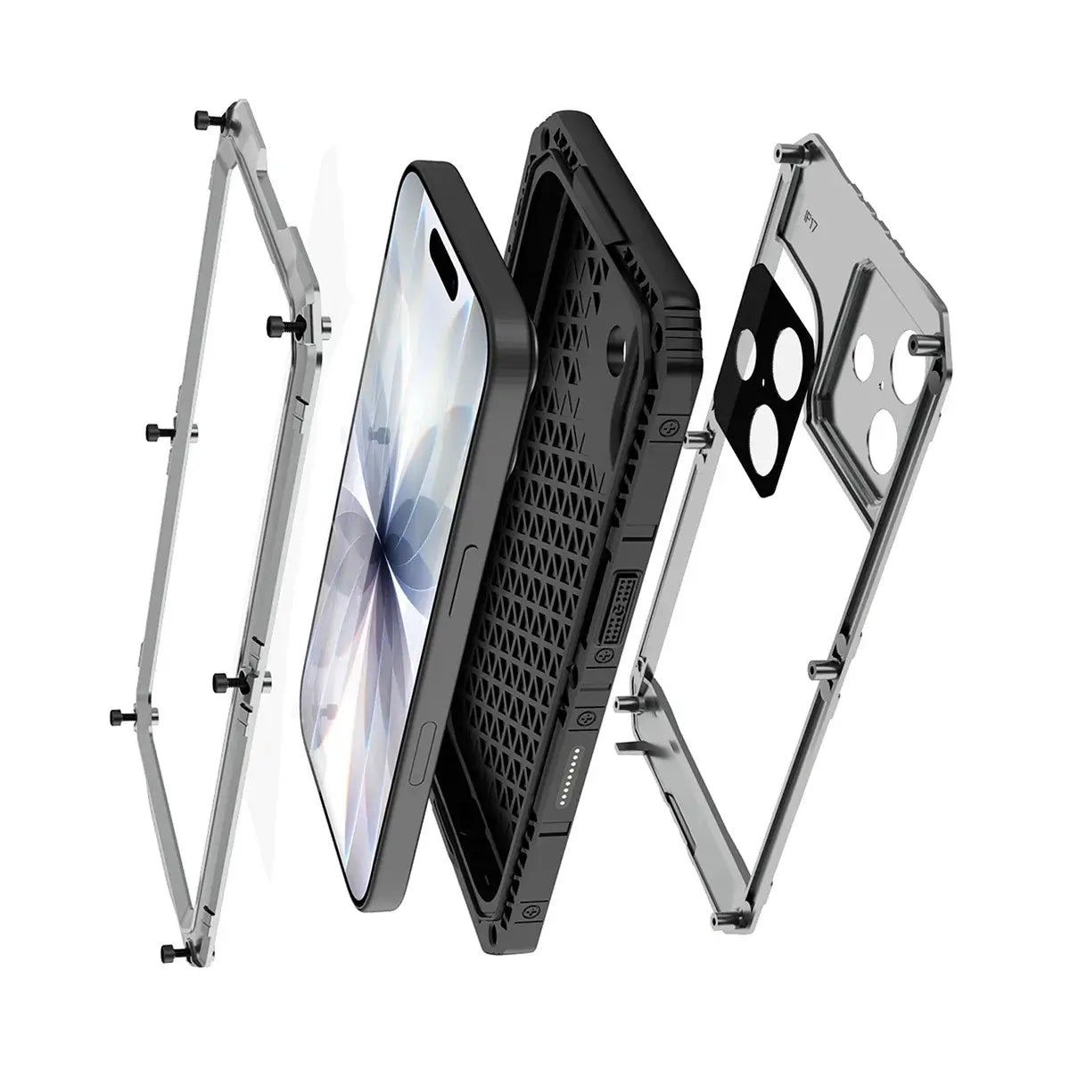 Buy Metal Waterproof Phone Case, with Built in Screen Protector, FullBody Protective Shockproof Heavy Duty Rugged Defender Cover - TIVON at Caseles-iPhone 17 Pro Max, Tivon-Black