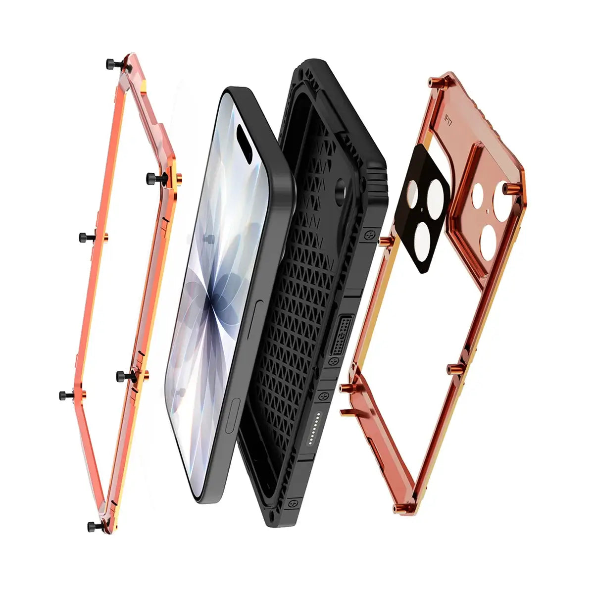 Buy Metal Waterproof Phone Case, with Built in Screen Protector, FullBody Protective Shockproof Heavy Duty Rugged Defender Cover - TIVON at Caseles-iPhone 17 Pro Max, Tivon-Black