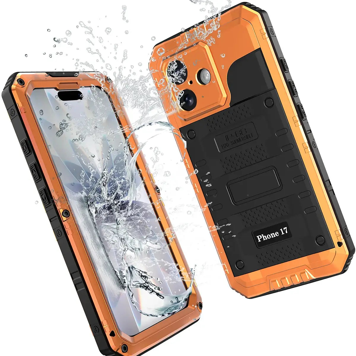 Buy Metal Waterproof Phone Case, with Built in Screen Protector, FullBody Protective Shockproof Heavy Duty Rugged Defender Cover - TIVON at Caseles-iPhone 17 Pro Max, Tivon-Black