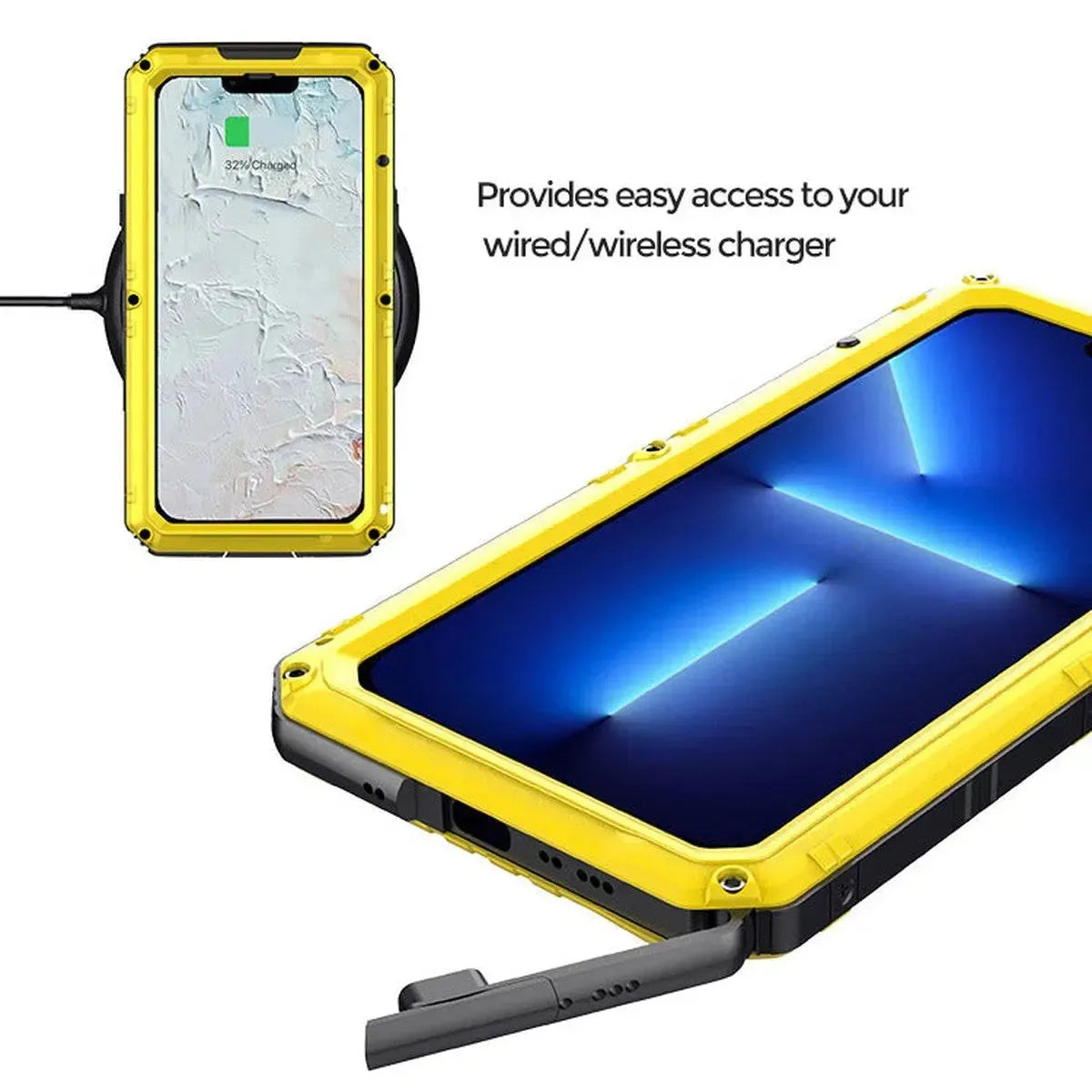 Buy Metal Waterproof Phone Case, with Built in Screen Protector, FullBody Protective Shockproof Heavy Duty Rugged Defender Cover - TIVON at Caseles-iPhone 16 Pro Max, Tivon-Black