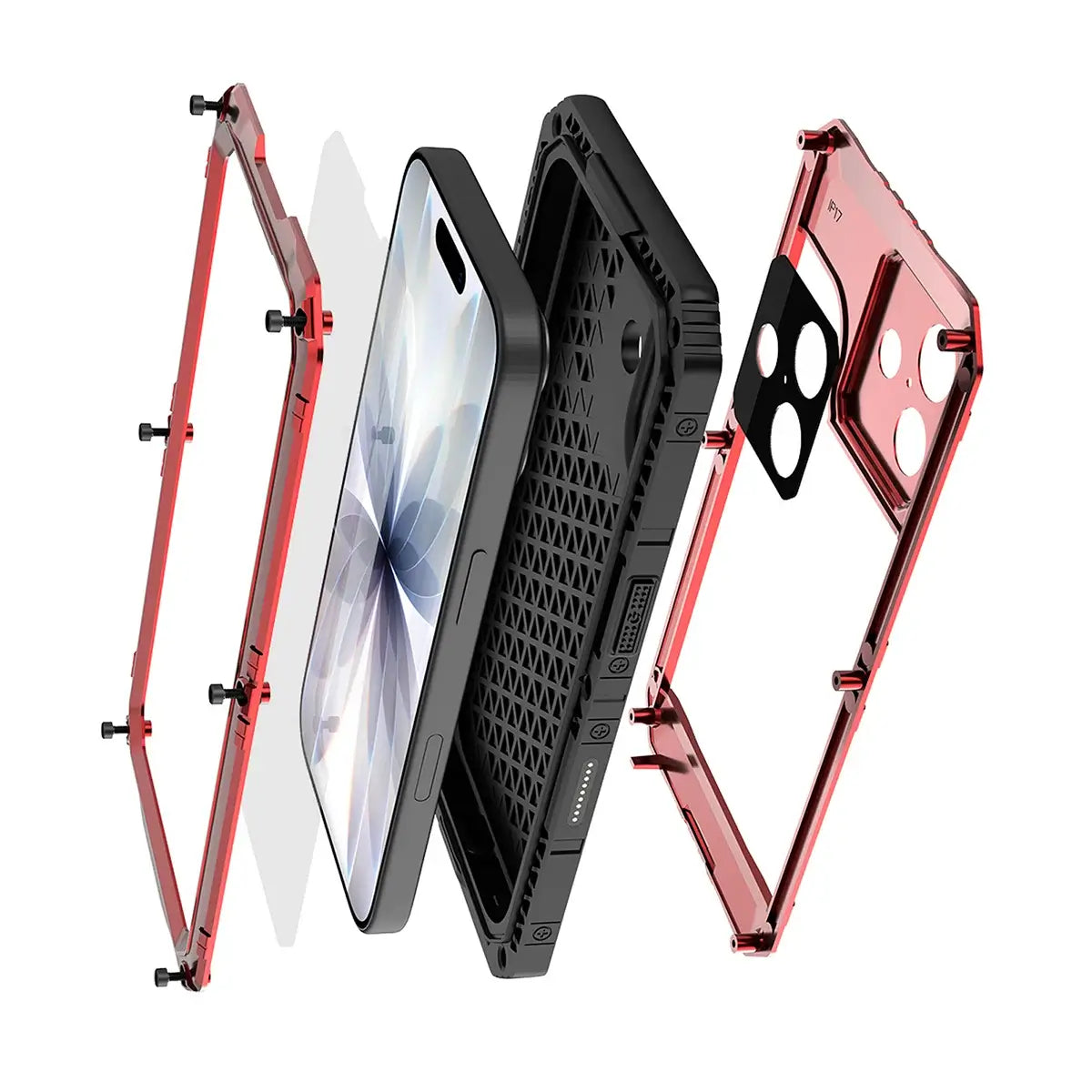 Buy Metal Waterproof Phone Case, with Built in Screen Protector, FullBody Protective Shockproof Heavy Duty Rugged Defender Cover - TIVON at Caseles-iPhone 17 Pro Max, Tivon-Black