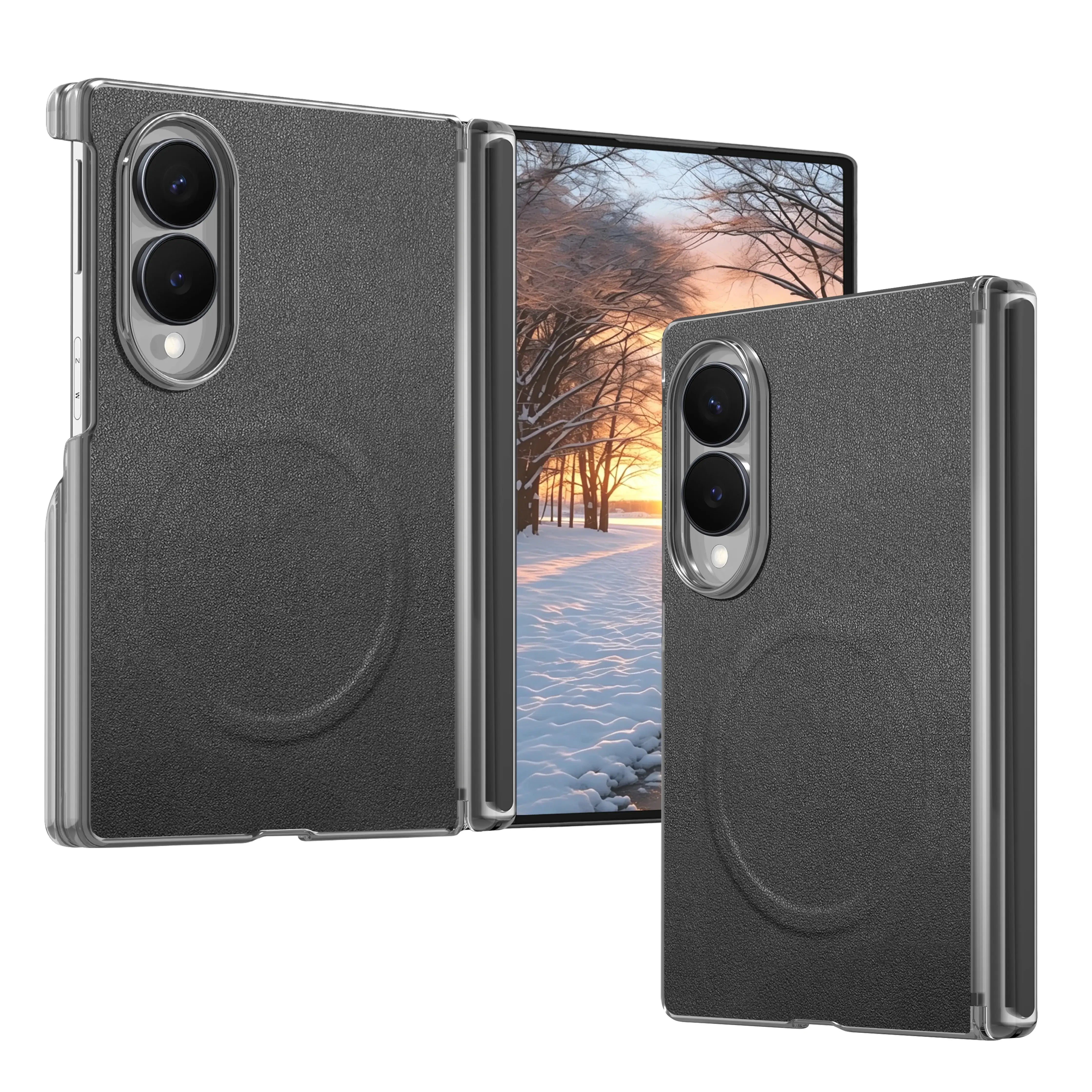Buy Genuine Leather Case for Galaxy Z TriFold, Dual-Hinge Protection & MagSafe Compatible Multi-Angle Stand Cover - Trifold at Caseles-Samsung Galaxy Z Fold 8, TriFold-Black