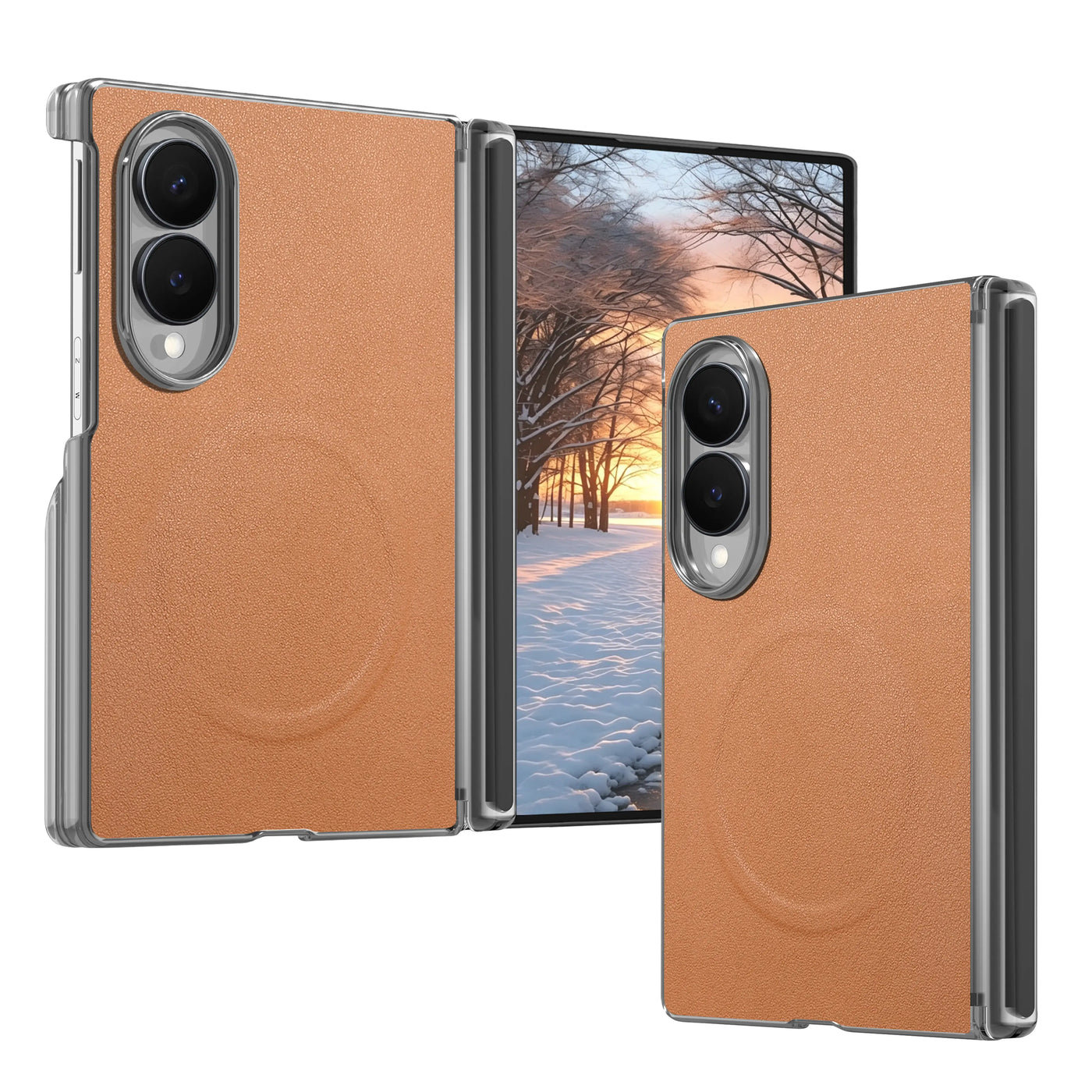 Buy Genuine Leather Case for Galaxy Z TriFold, Dual-Hinge Protection & MagSafe Compatible Multi-Angle Stand Cover - Trifold at Caseles-Samsung Galaxy Z Fold 8, TriFold-Brown