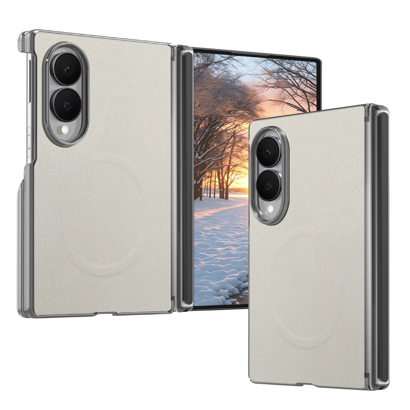 Buy Genuine Leather Case for Galaxy Z TriFold, Dual-Hinge Protection & MagSafe Compatible Multi-Angle Stand Cover - Trifold at Caseles-Samsung Galaxy Z Fold 8, TriFold-Gray