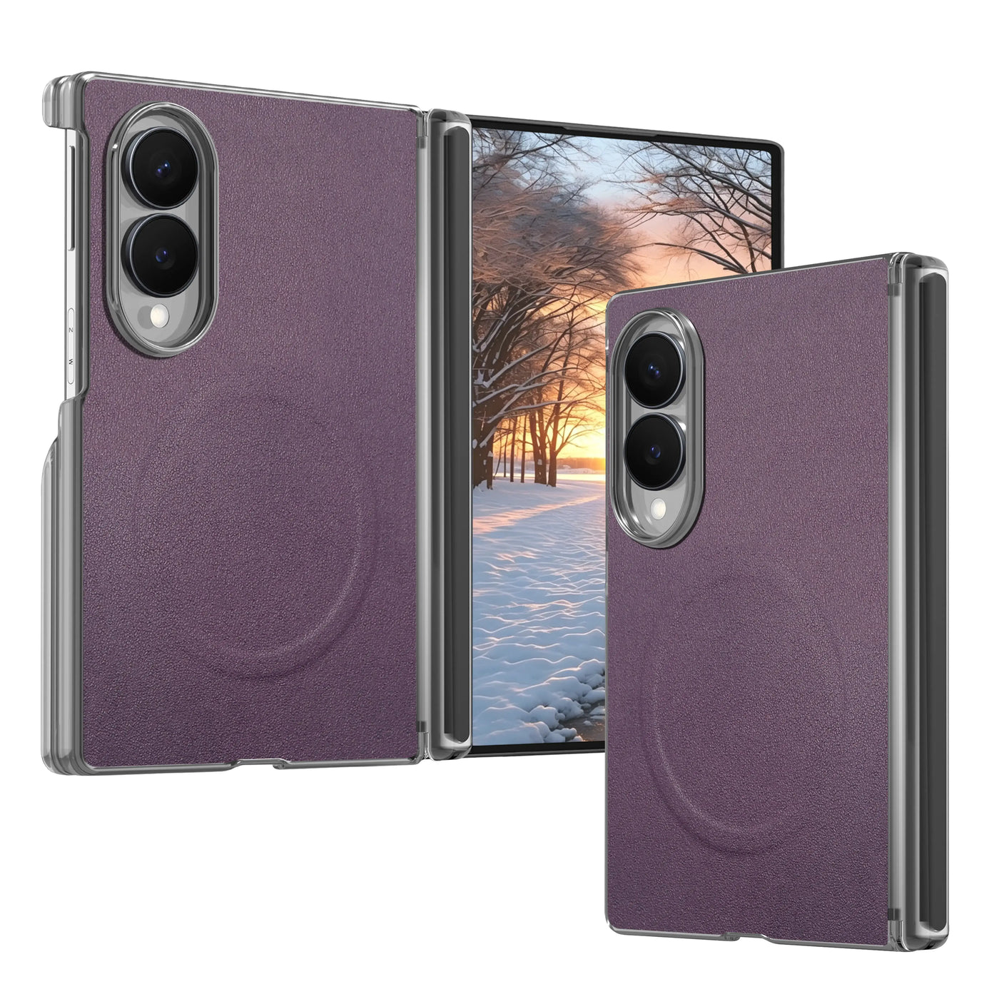 Buy Genuine Leather Case for Galaxy Z TriFold, Dual-Hinge Protection & MagSafe Compatible Multi-Angle Stand Cover - Trifold at Caseles-Samsung Galaxy Z Fold 8, TriFold-Purple