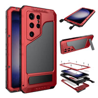 Buy Metal Waterproof Phone Case, with Built in Screen Protector, FullBody Protective Shockproof Heavy Duty Rugged Defender Cover - TYSON at Caseles-Samsung Galaxy S25 Ultra, Red