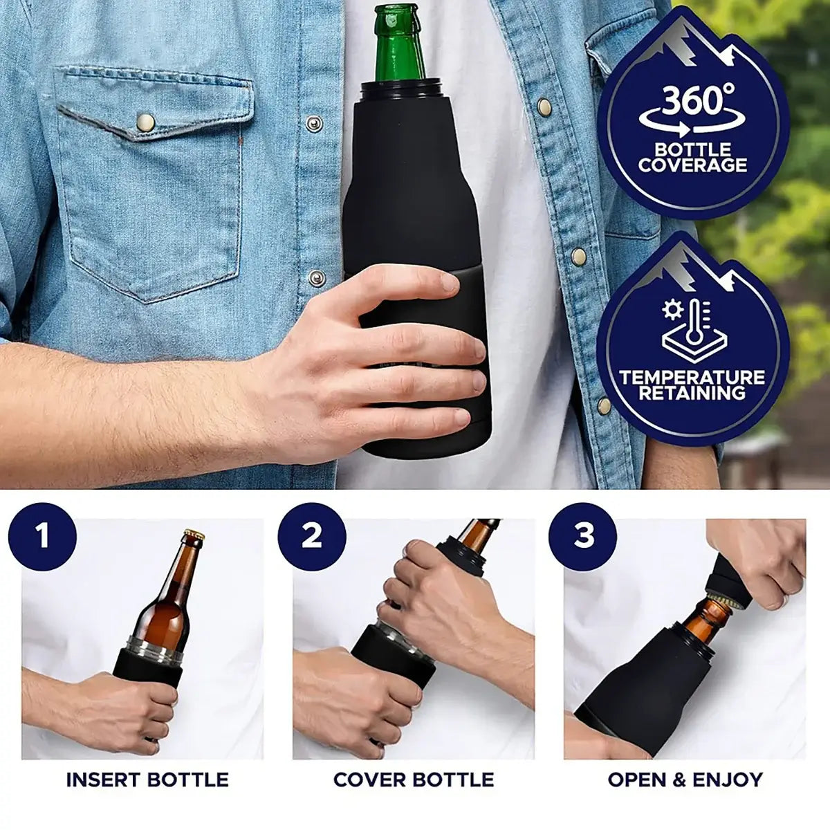 Buy 3-In-1 UNIVERSAL CAN/BOTTLE COOLER: Vacuum Insulated Armor for 12oz–16oz Drinks - UNIVERSAL CAN/BOTTLE COOLER at Caseles-12oz, 