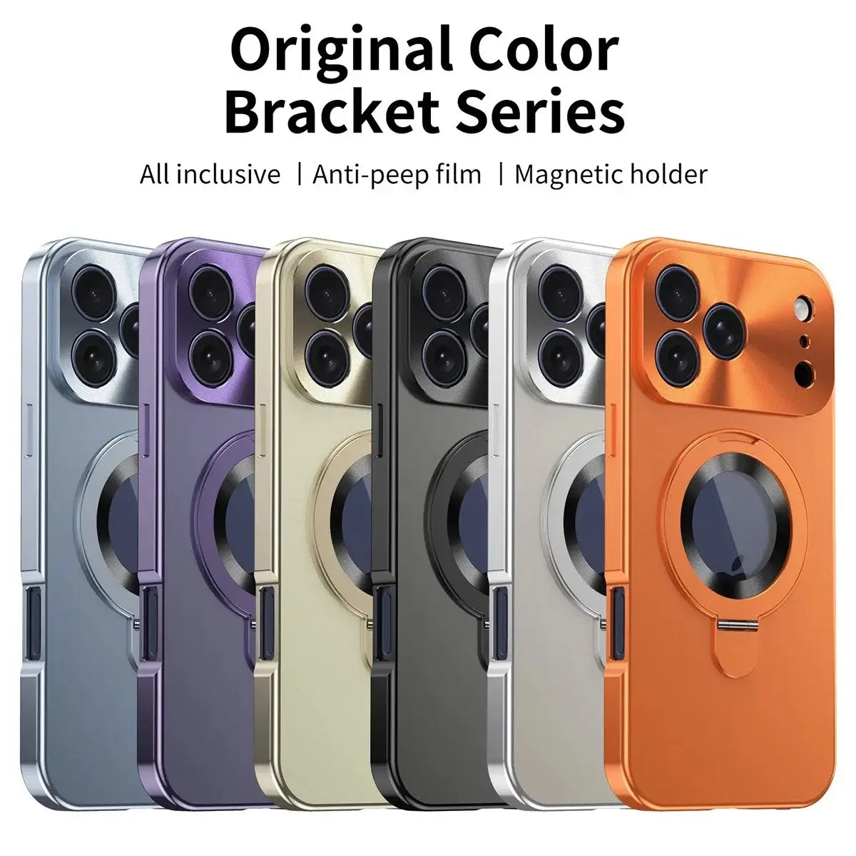 Buy Caseles Anti-Spy Metal Armor for iPhone: 360° Rotating Stand, 9H Privacy Glass & MagSafe Shield - VADEN at Caseles-iPhone 17 Pro Max, Orange