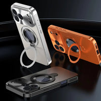 Buy Caseles Anti-Spy Metal Armor for iPhone: 360° Rotating Stand, 9H Privacy Glass & MagSafe Shield - VADEN at Caseles-iPhone 17 Pro Max, Orange