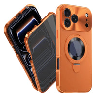Buy Caseles Anti-Spy Metal Armor for iPhone: 360° Rotating Stand, 9H Privacy Glass & MagSafe Shield - VADEN at Caseles-iPhone 17 Pro Max, Orange