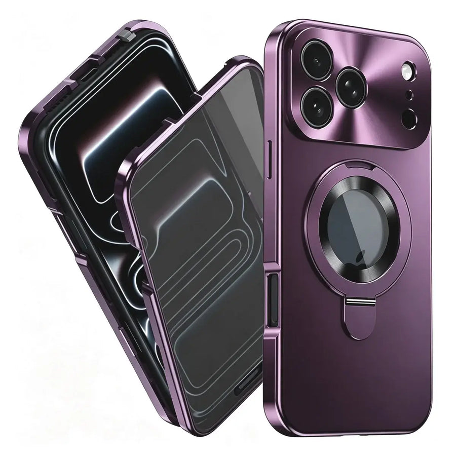 Buy Caseles Anti-Spy Metal Armor for iPhone: 360° Rotating Stand, 9H Privacy Glass & MagSafe Shield - VADEN at Caseles-iPhone 18 Pro Max, Burgundy