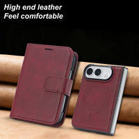 Buy MagSafe Compatible Leather Flip Wallet with RFID Blocking, 2 Card Slots, 1 Cash Slot & Detachable Magnetic Phone Cover for iPhone Duo - VALEN at Caseles-iPhone Duo, Black
