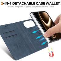 Buy MagSafe Compatible Leather Flip Wallet with RFID Blocking, 2 Card Slots, 1 Cash Slot & Detachable Magnetic Phone Cover for iPhone Duo - VALEN at Caseles-iPhone Duo, Black