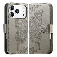 Buy Wallet Case for iPhone, Leather Flip Cover with Card Slots, Wrist Strap, Butterfly Embossed Design, Stand Feature - VANNY at Caseles-iPhone 17 Pro Max, Black