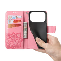 Buy Wallet Case for iPhone, Leather Flip Cover with Card Slots, Wrist Strap, Butterfly Embossed Design, Stand Feature - VANNY at Caseles-iPhone 17 Pro Max, Black