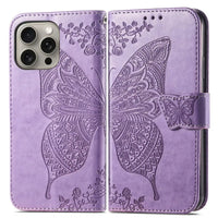 Buy Wallet Case for iPhone, Leather Flip Cover with Card Slots, Wrist Strap, Butterfly Embossed Design, Stand Feature - VANNY at Caseles-iPhone 16 Pro Max, Black