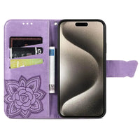 Buy Wallet Case for iPhone, Leather Flip Cover with Card Slots, Wrist Strap, Butterfly Embossed Design, Stand Feature - VANNY at Caseles-iPhone 16 Pro Max, Black