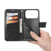Buy Wallet Case for iPhone, Leather Flip Cover with Card Slots, Wrist Strap, Butterfly Embossed Design, Stand Feature - VANNY at Caseles-iPhone 17 Pro Max, Black