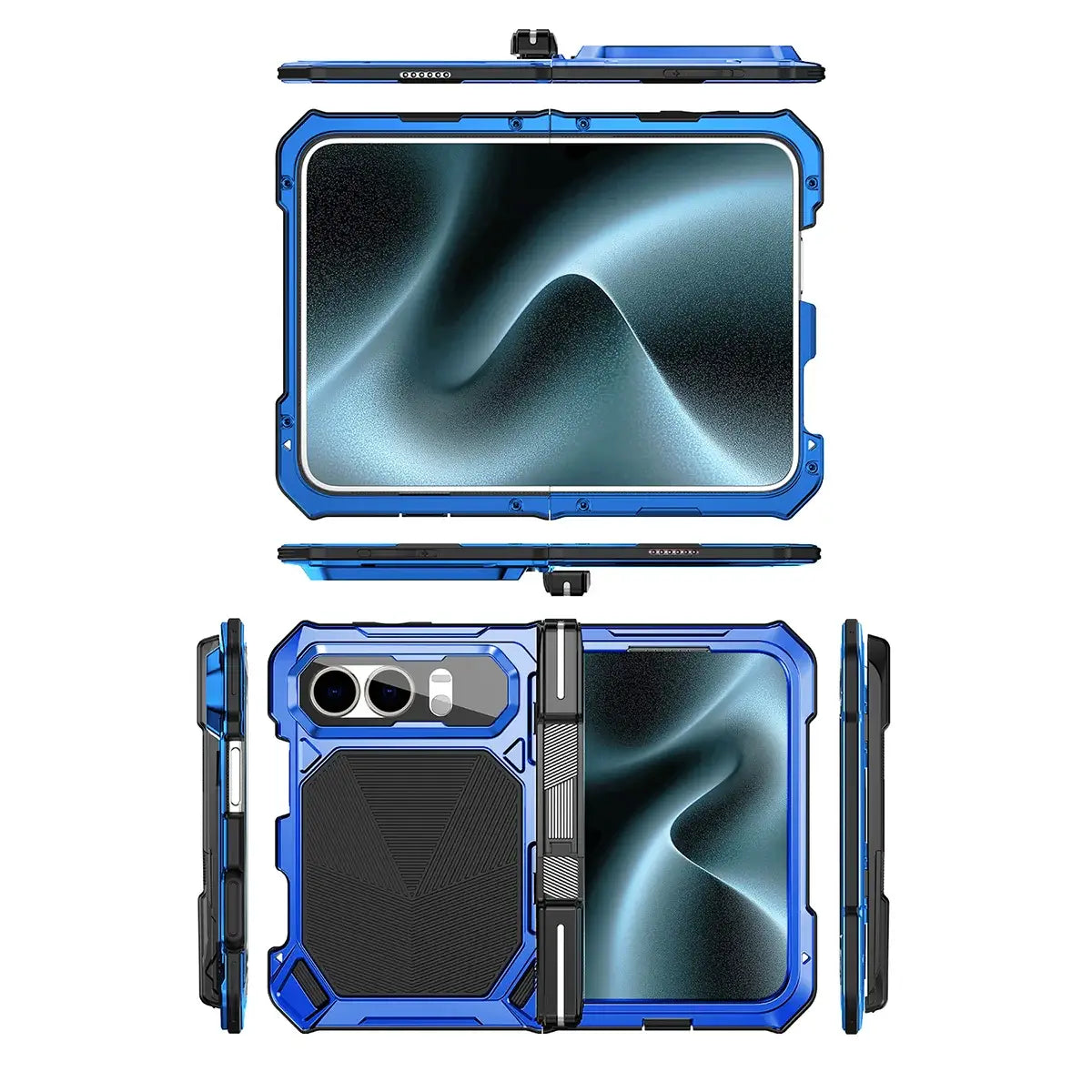 Buy Heavy-Duty Magnetic Case with Built-In PET Screen Protector, Hidden Hinge Kickstand & 18FT Drop Defense - VAUX at Caseles-iPhone Ultra, Black